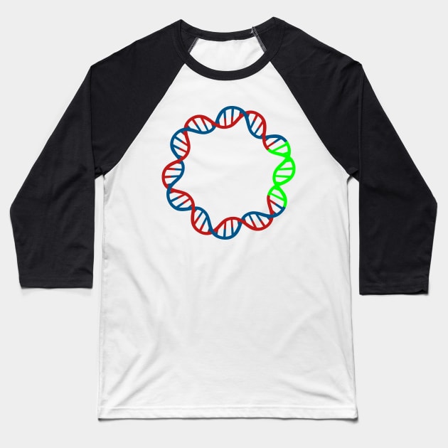 Circular DNA Double Stranded Plasmid Vector GFP Green fluorescent protein Baseball T-Shirt by labstud